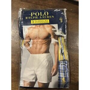 Polo Ralph Lauren Woven Boxers 3-Pack Classic Fit, Size S 100%Cotton, Blueyellow